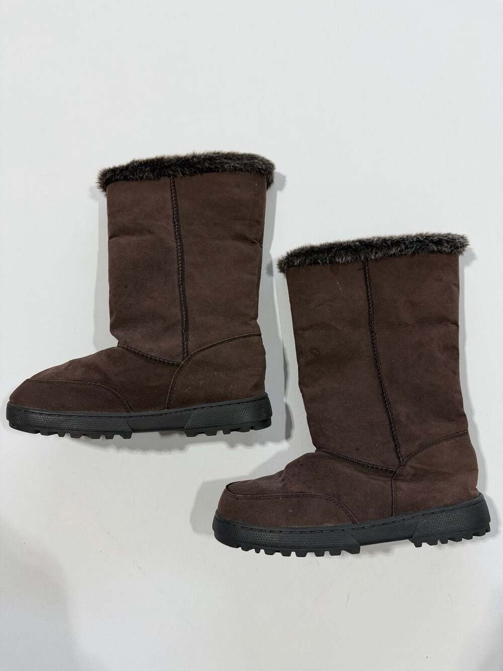 Rampage Allie Boots Size 9 Brown Faux Suede Faux Fur Trim Winter Winter